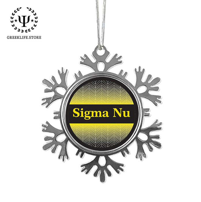 Sigma Nu Christmas Ornament - Snowflake Metal