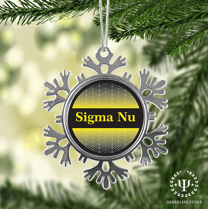 Sigma Nu Christmas Ornament - Snowflake Metal