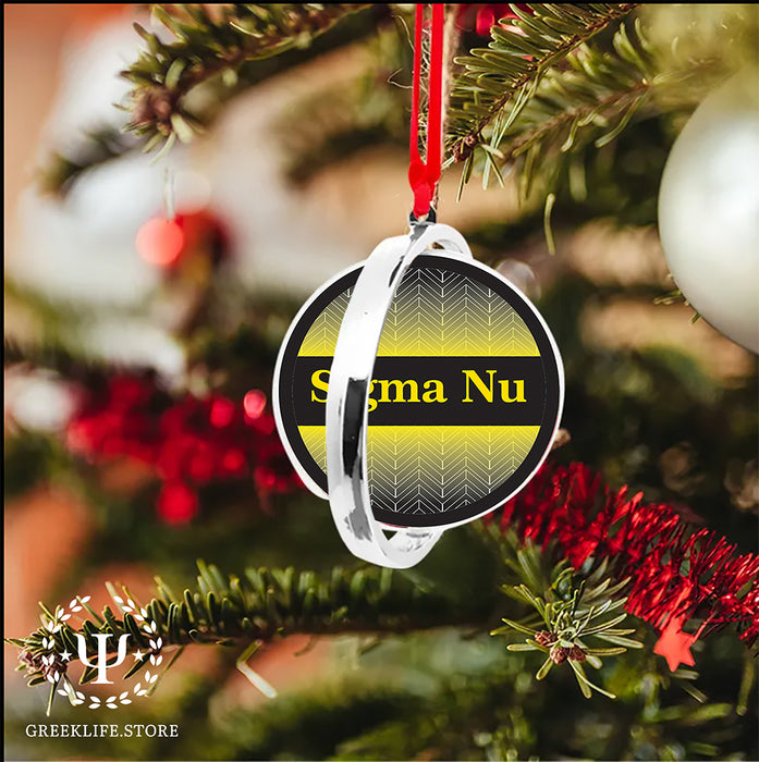 Sigma Nu Christmas Reversible Flat Round Ornament