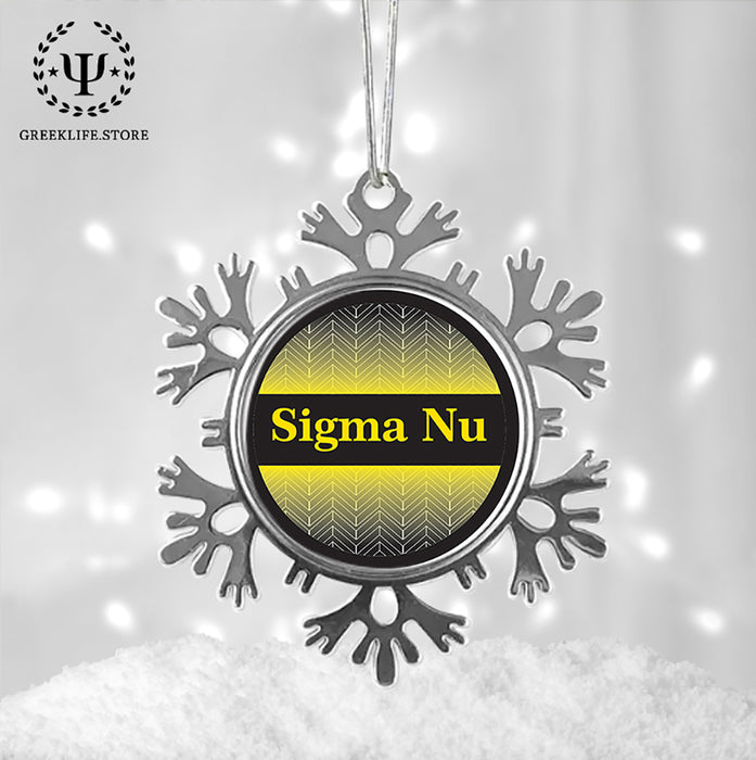 Sigma Nu Christmas Ornament - Snowflake Metal