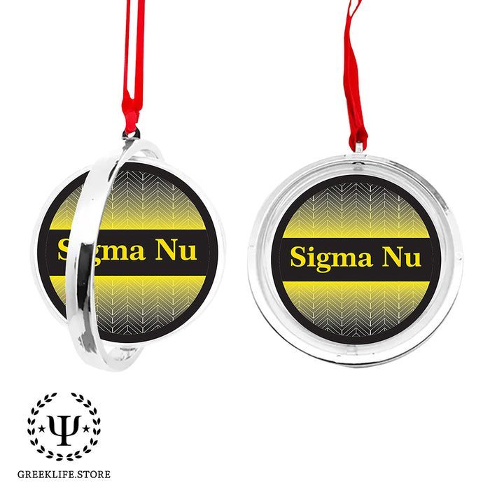 Sigma Nu Christmas Reversible Flat Round Ornament