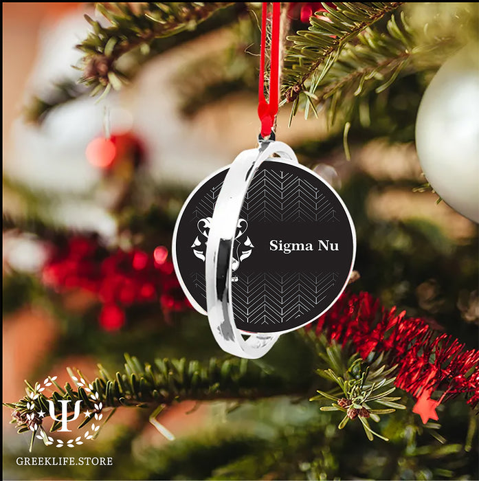 Sigma Nu Christmas Reversible Flat Round Ornament
