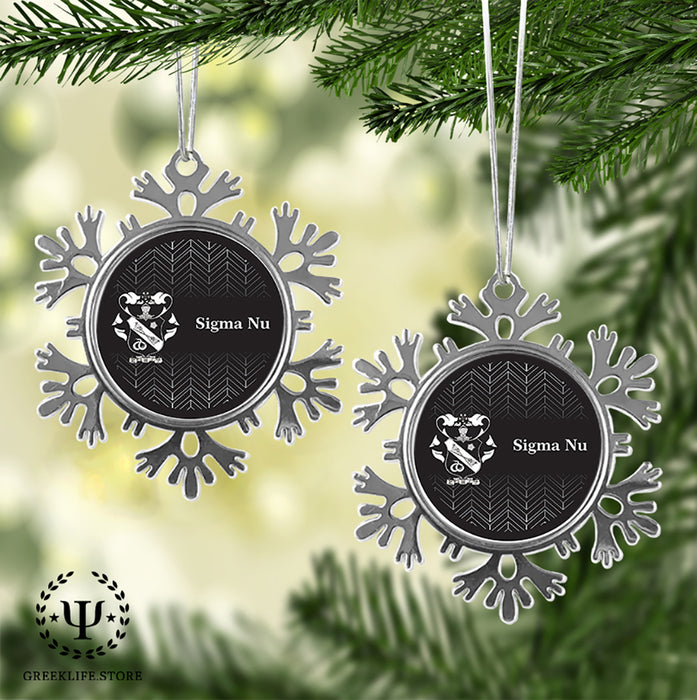 Sigma Nu Christmas Ornament - Snowflake Metal