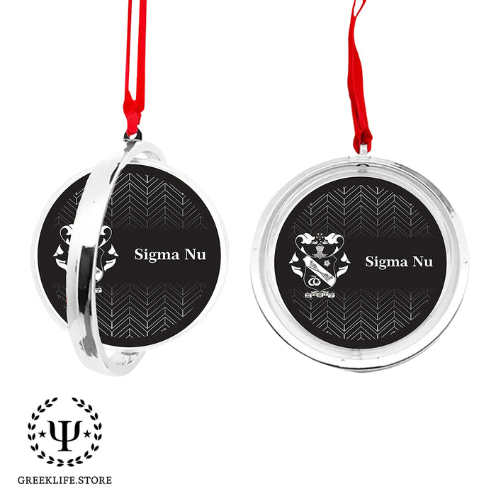 Sigma Nu Christmas Reversible Flat Round Ornament