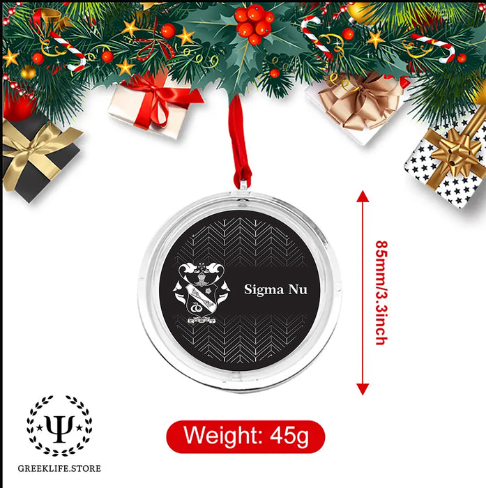 Sigma Nu Christmas Reversible Flat Round Ornament