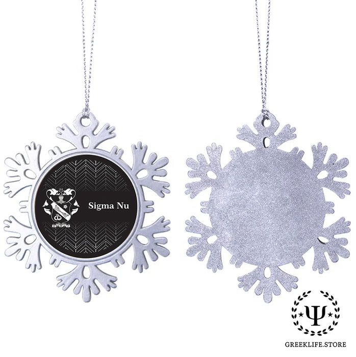 Sigma Nu Christmas Ornament - Snowflake Metal