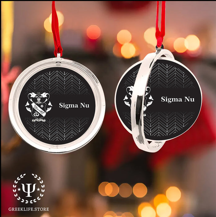 Sigma Nu Christmas Reversible Flat Round Ornament
