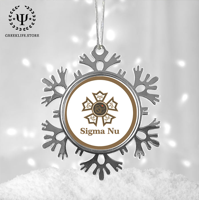 Sigma Nu Christmas Ornament - Snowflake Metal