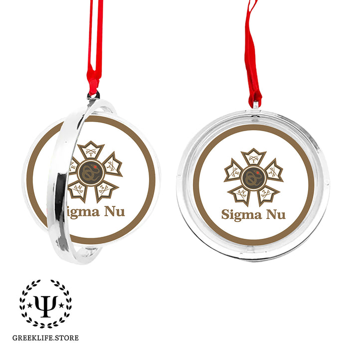 Sigma Nu Christmas Reversible Flat Round Ornament