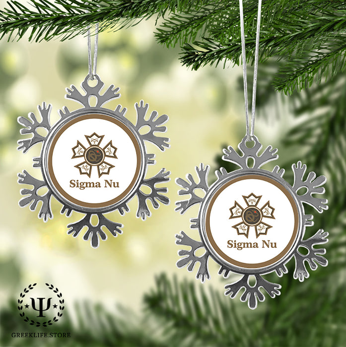 Sigma Nu Christmas Ornament - Snowflake Metal