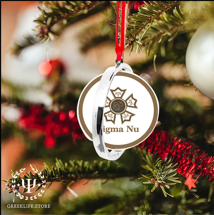 Sigma Nu Christmas Reversible Flat Round Ornament