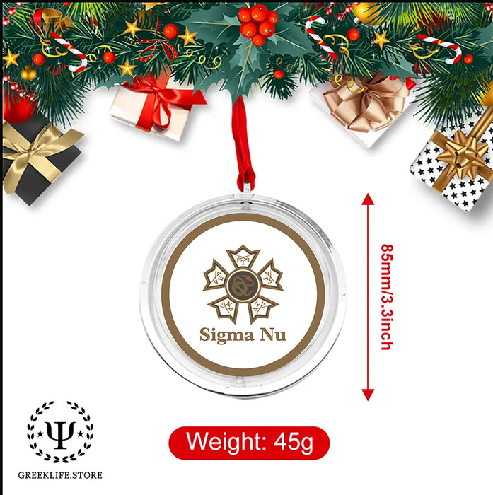 Sigma Nu Christmas Reversible Flat Round Ornament