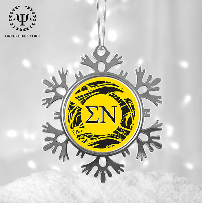 Sigma Nu Christmas Ornament - Snowflake Metal