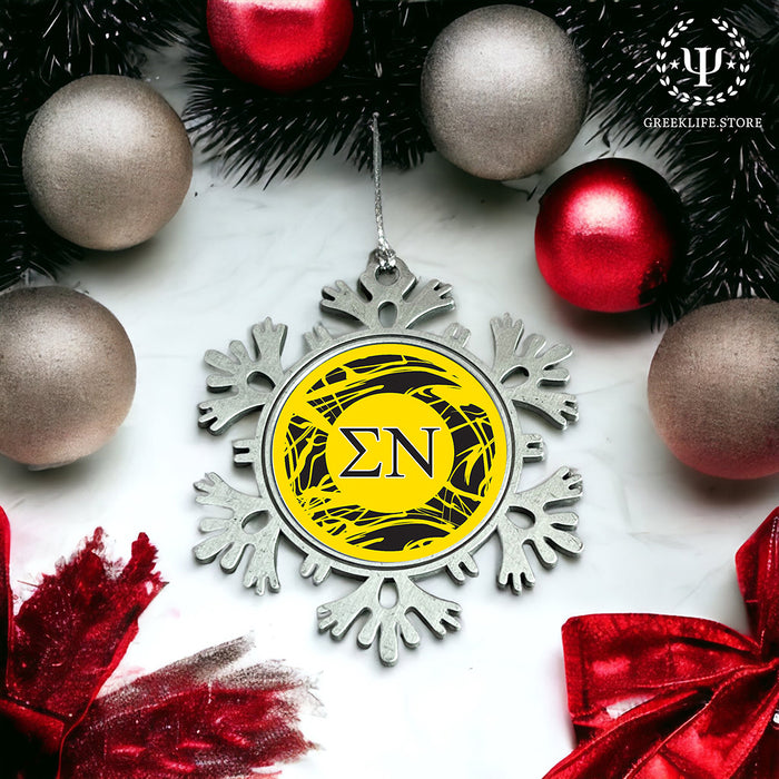 Sigma Nu Christmas Ornament - Snowflake Metal