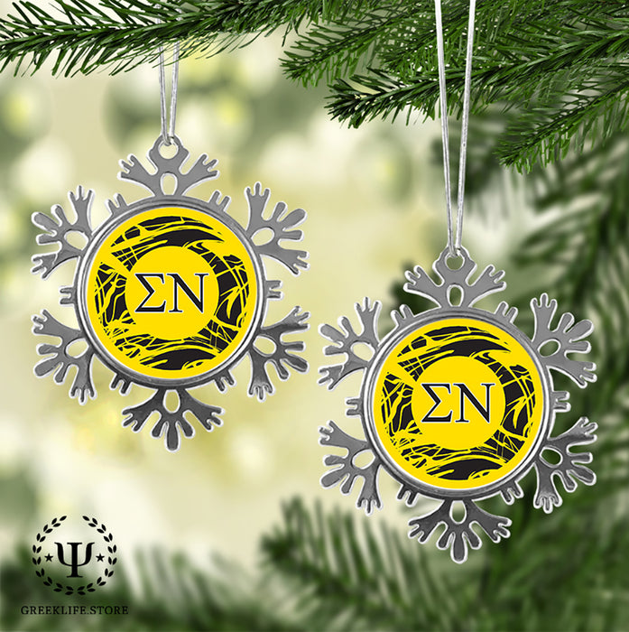 Sigma Nu Christmas Ornament - Snowflake Metal