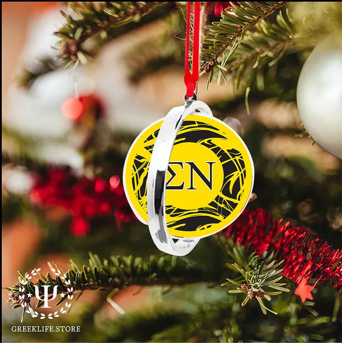 Sigma Nu Christmas Reversible Flat Round Ornament