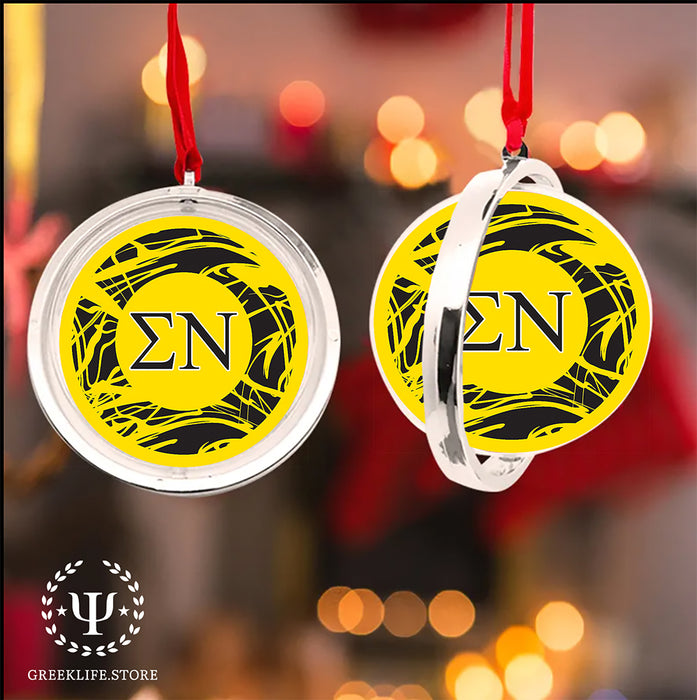 Sigma Nu Christmas Reversible Flat Round Ornament