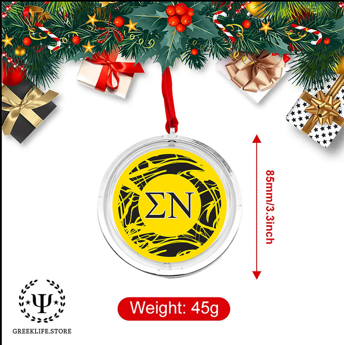 Sigma Nu Christmas Reversible Flat Round Ornament
