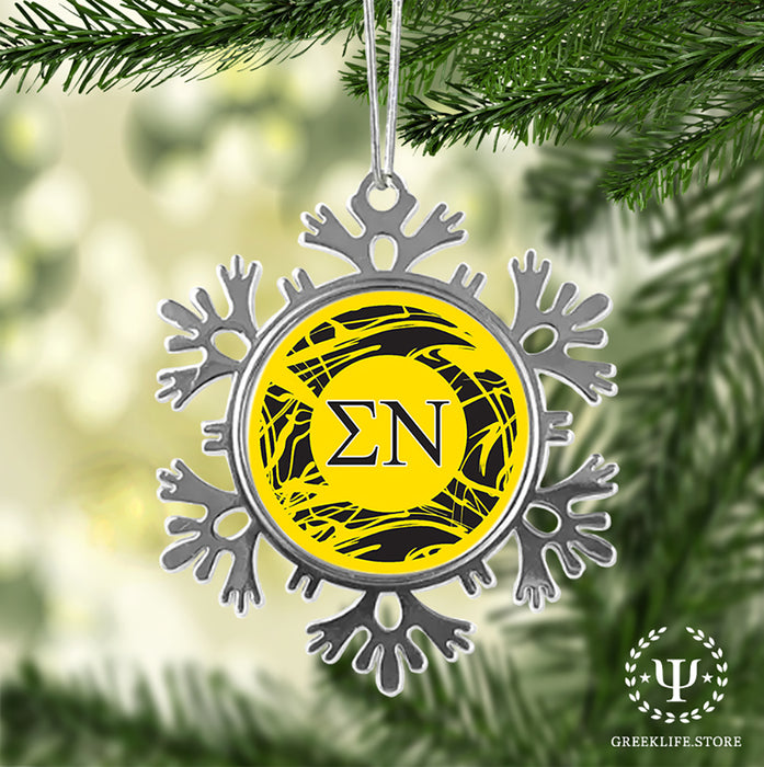 Sigma Nu Christmas Ornament - Snowflake Metal