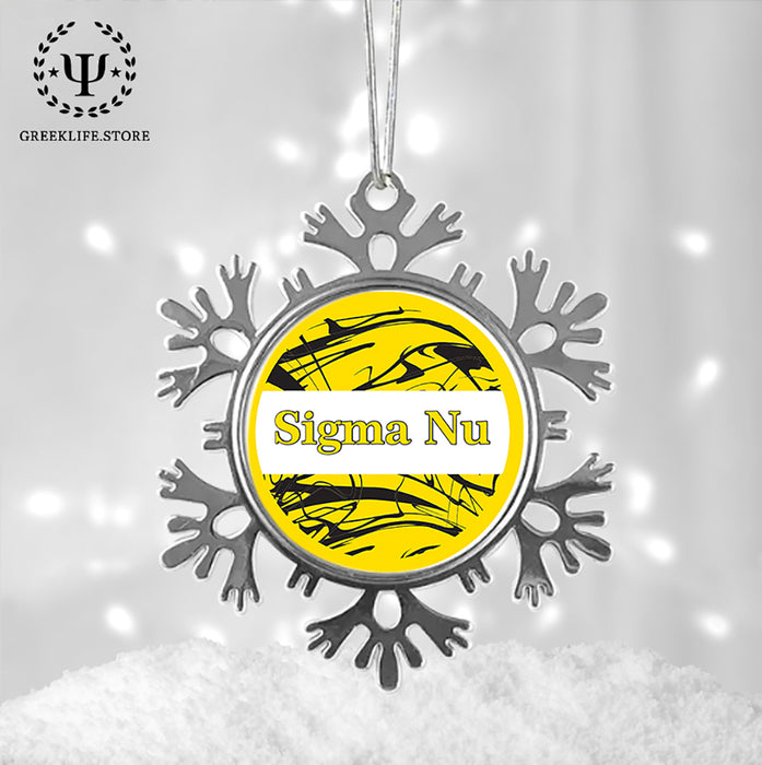 Sigma Nu Christmas Ornament - Snowflake Metal