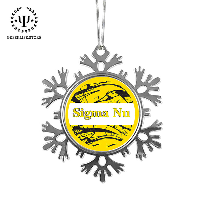 Sigma Nu Christmas Ornament - Snowflake Metal