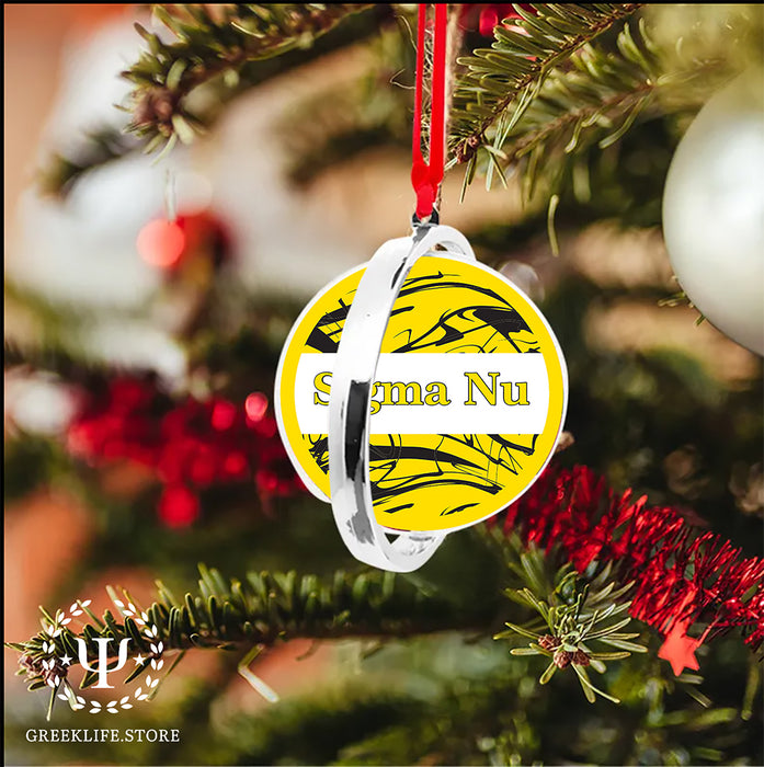 Sigma Nu Christmas Reversible Flat Round Ornament