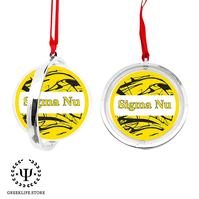 Sigma Nu Christmas Reversible Flat Round Ornament