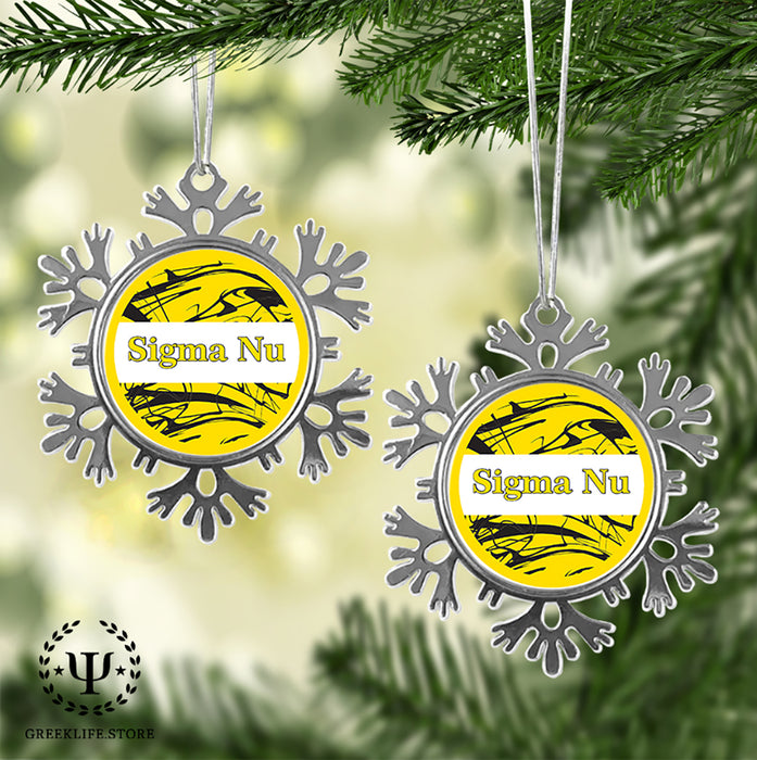 Sigma Nu Christmas Ornament - Snowflake Metal