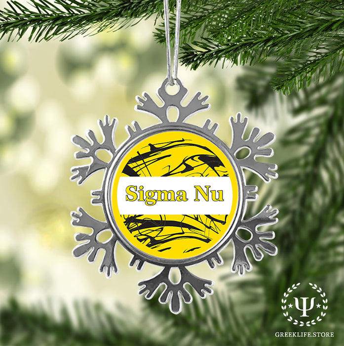 Sigma Nu Christmas Ornament - Snowflake Metal