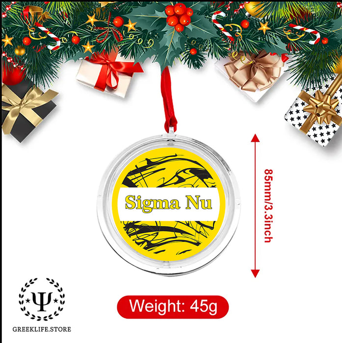 Sigma Nu Christmas Reversible Flat Round Ornament