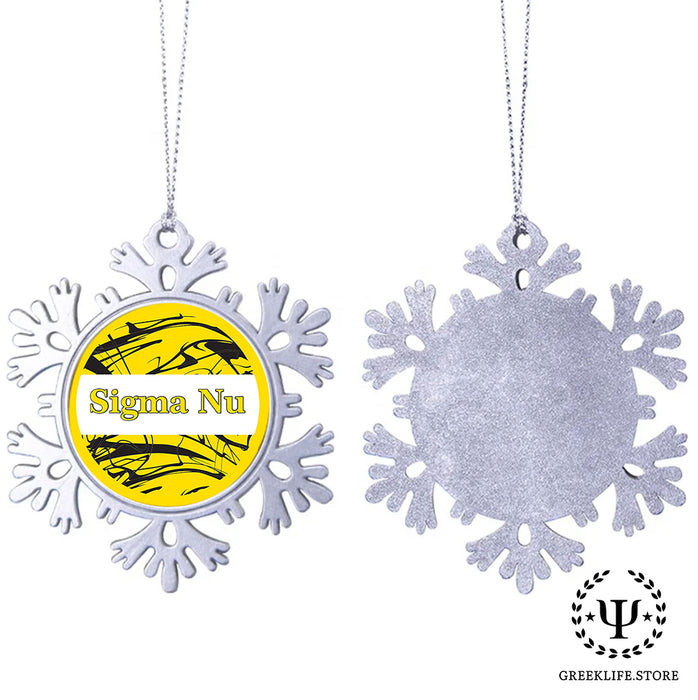 Sigma Nu Christmas Ornament - Snowflake Metal