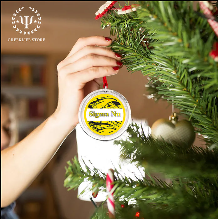 Sigma Nu Christmas Reversible Flat Round Ornament