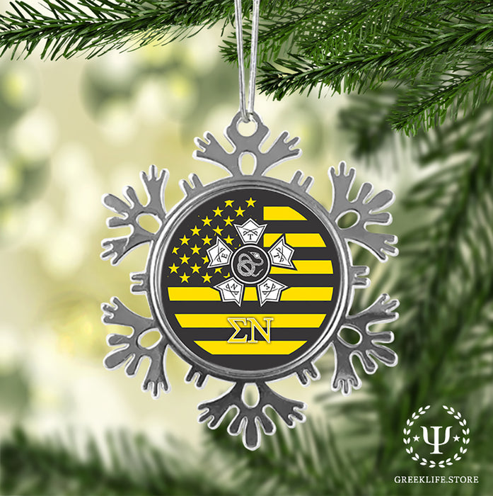 Sigma Nu Christmas Ornament - Snowflake Metal