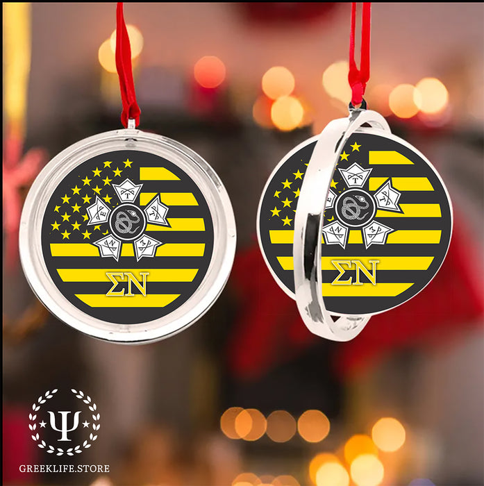 Sigma Nu Christmas Reversible Flat Round Ornament