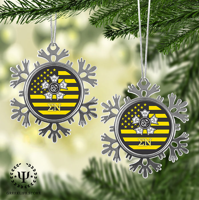 Sigma Nu Christmas Ornament - Snowflake Metal