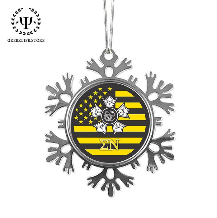 Sigma Nu Christmas Ornament - Snowflake Metal