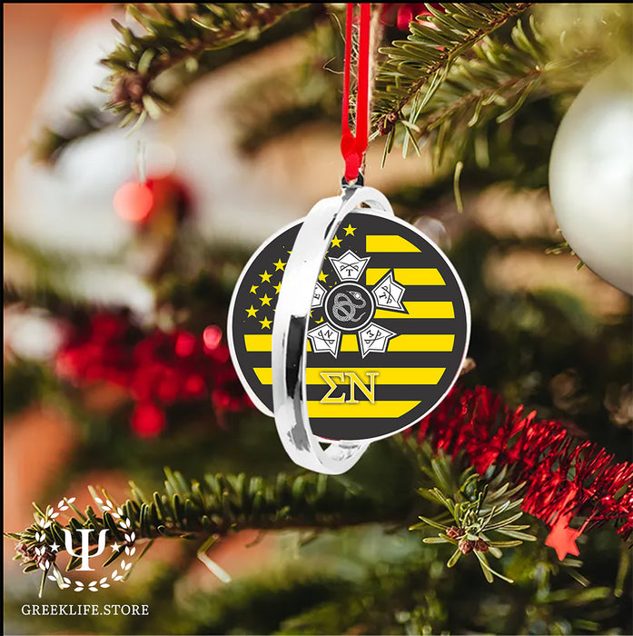 Sigma Nu Christmas Reversible Flat Round Ornament