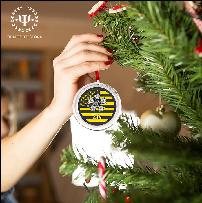 Sigma Nu Christmas Reversible Flat Round Ornament
