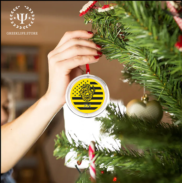 Sigma Nu Christmas Reversible Flat Round Ornament