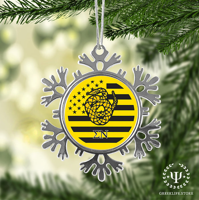 Sigma Nu Christmas Ornament - Snowflake Metal