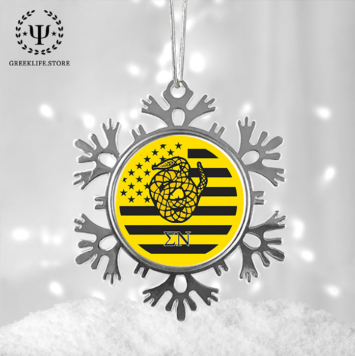 Sigma Nu Christmas Ornament - Snowflake Metal