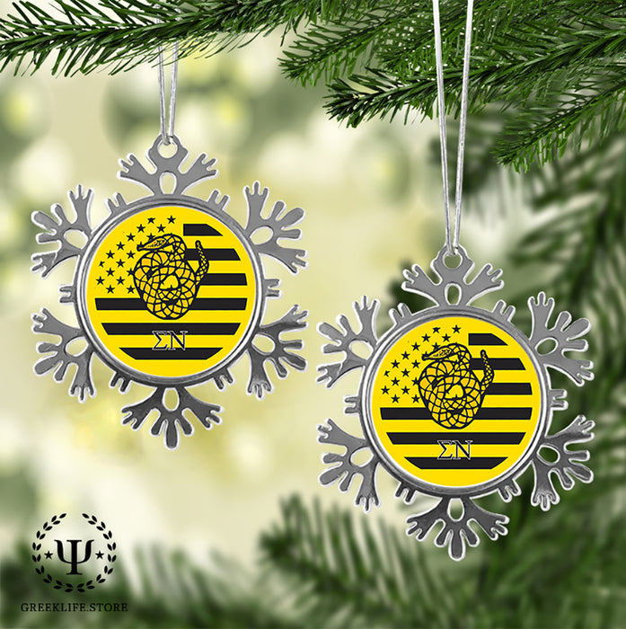 Sigma Nu Christmas Ornament - Snowflake Metal