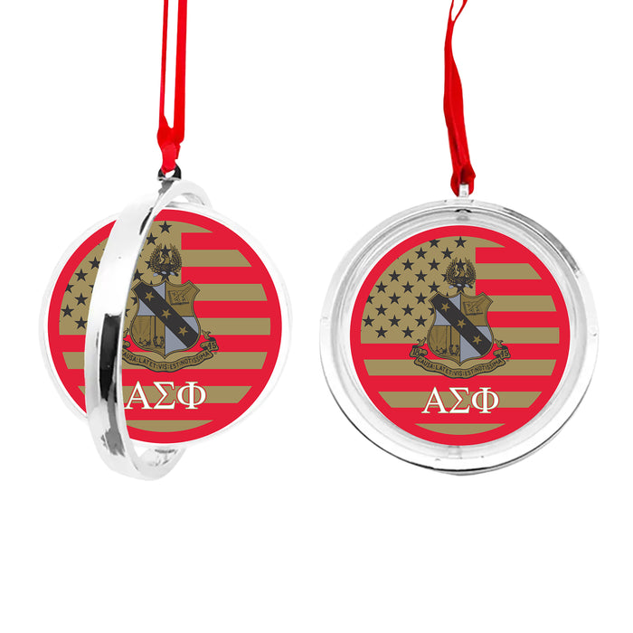 Alpha Sigma Phi Christmas Reversible Flat Round Ornament