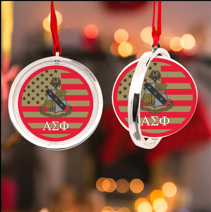 Alpha Sigma Phi Christmas Reversible Flat Round Ornament