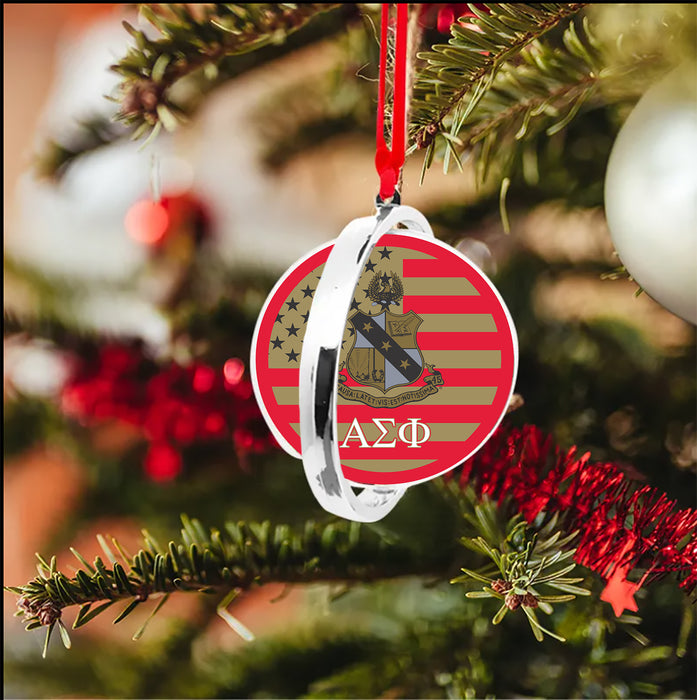 Alpha Sigma Phi Christmas Reversible Flat Round Ornament