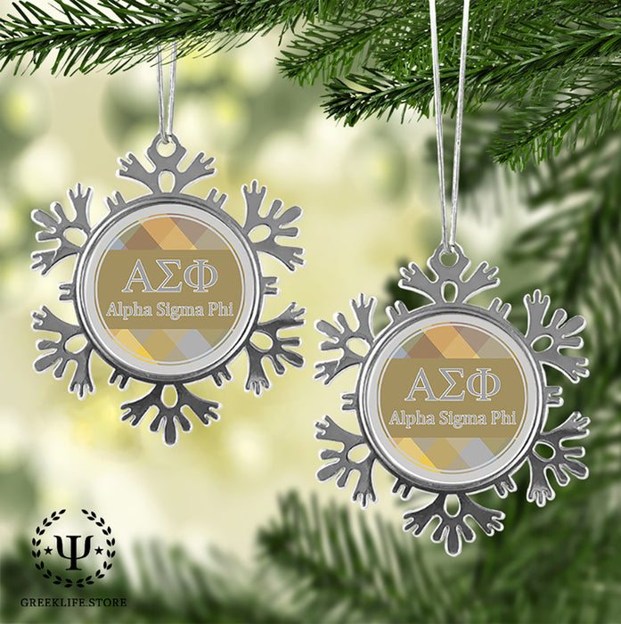 Alpha Sigma Phi Christmas Ornament - Snowflake Metal