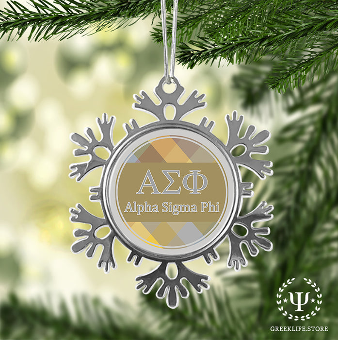 Alpha Sigma Phi Christmas Ornament - Snowflake Metal