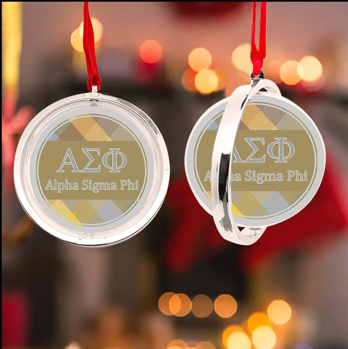 Alpha Sigma Phi Christmas Reversible Flat Round Ornament