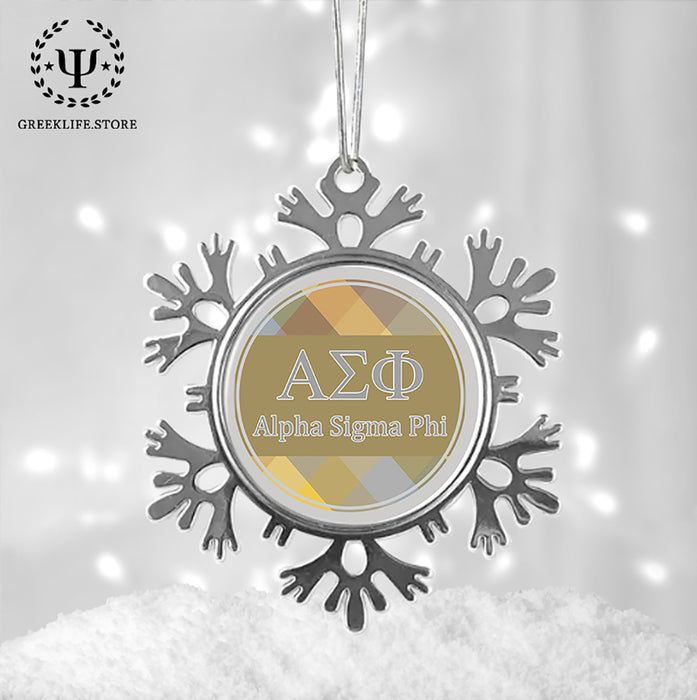 Alpha Sigma Phi Christmas Ornament - Snowflake Metal