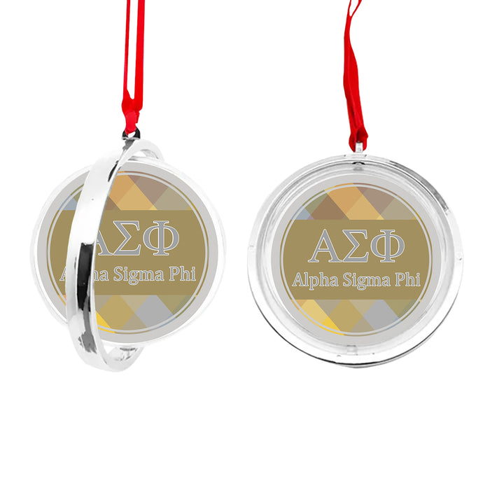 Alpha Sigma Phi Christmas Reversible Flat Round Ornament